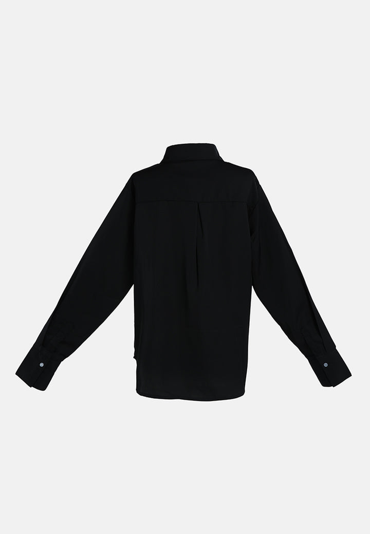 long sleeve satin shirt blouse#color_black