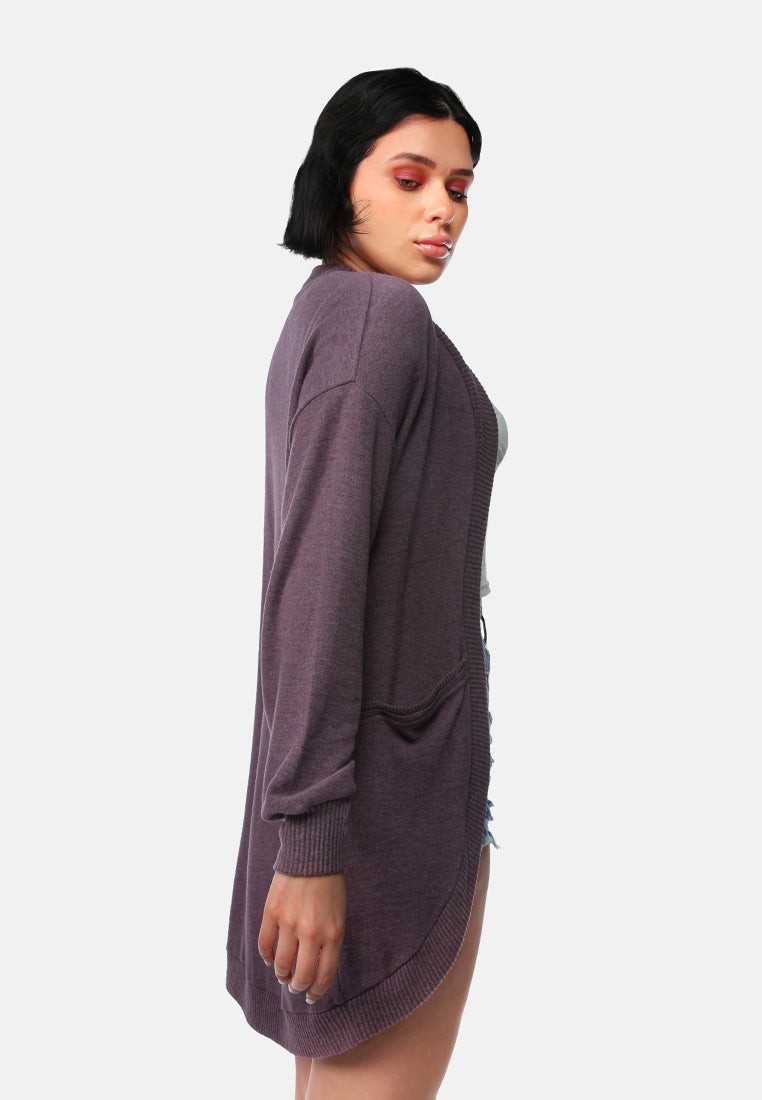 long sleeves knit cardigan#color_dark-purple