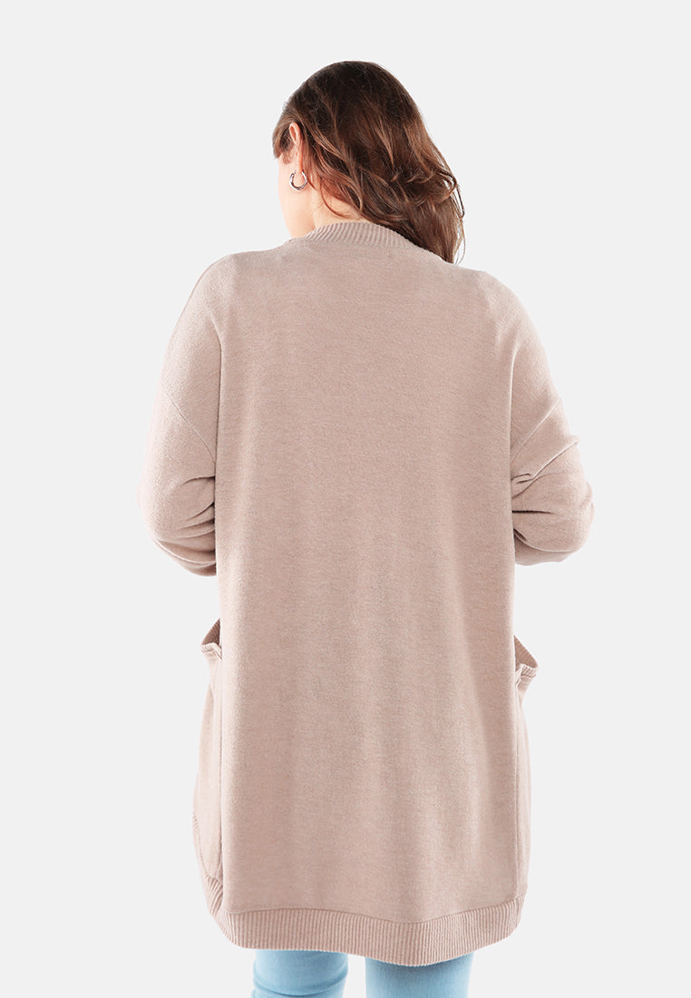 long sleeves knit cardigan#color_light-coffee
