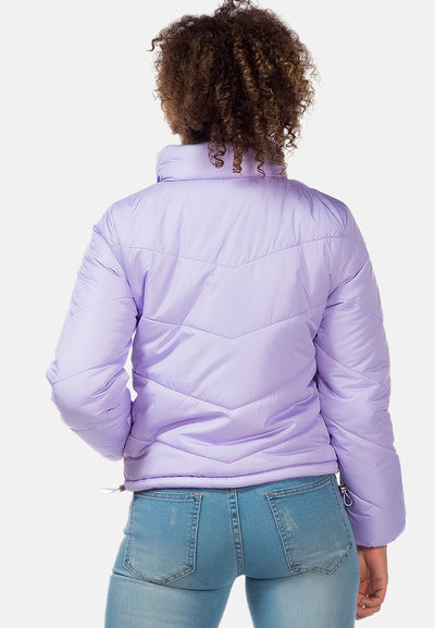 long sleeves puffer jacket#color_dusty lavender