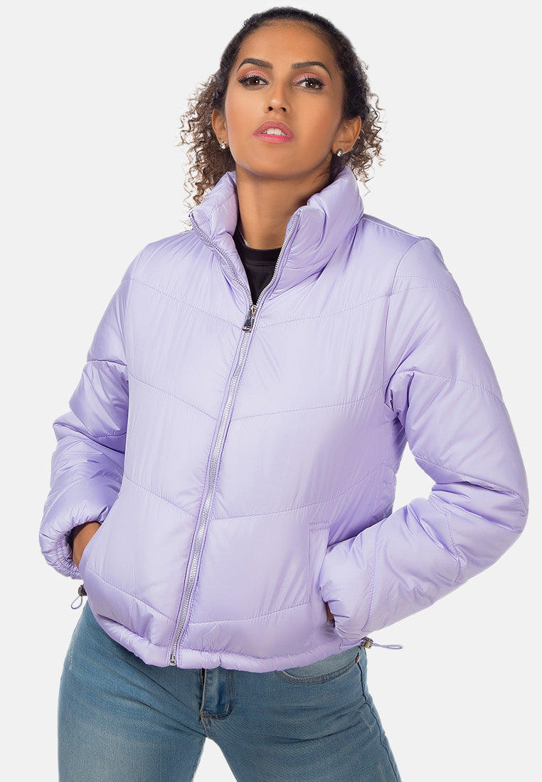 long sleeves puffer jacket#color_dusty-lavender