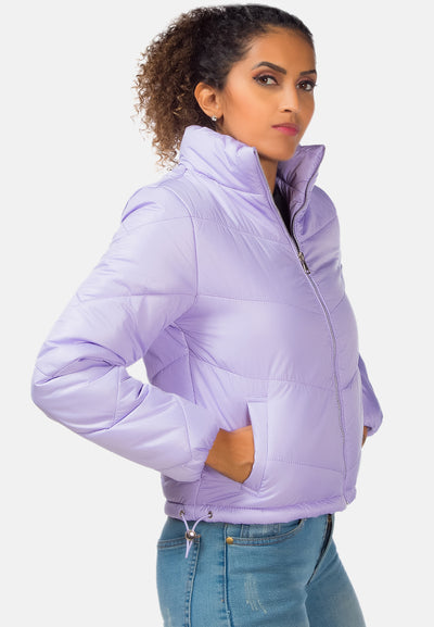 long sleeves puffer jacket#color_dusty lavender