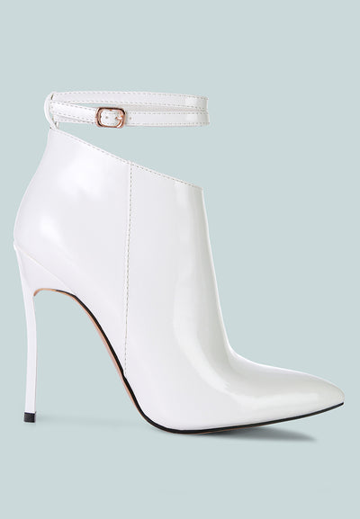 love potion pointed toe high heeled ankle boots#color_white