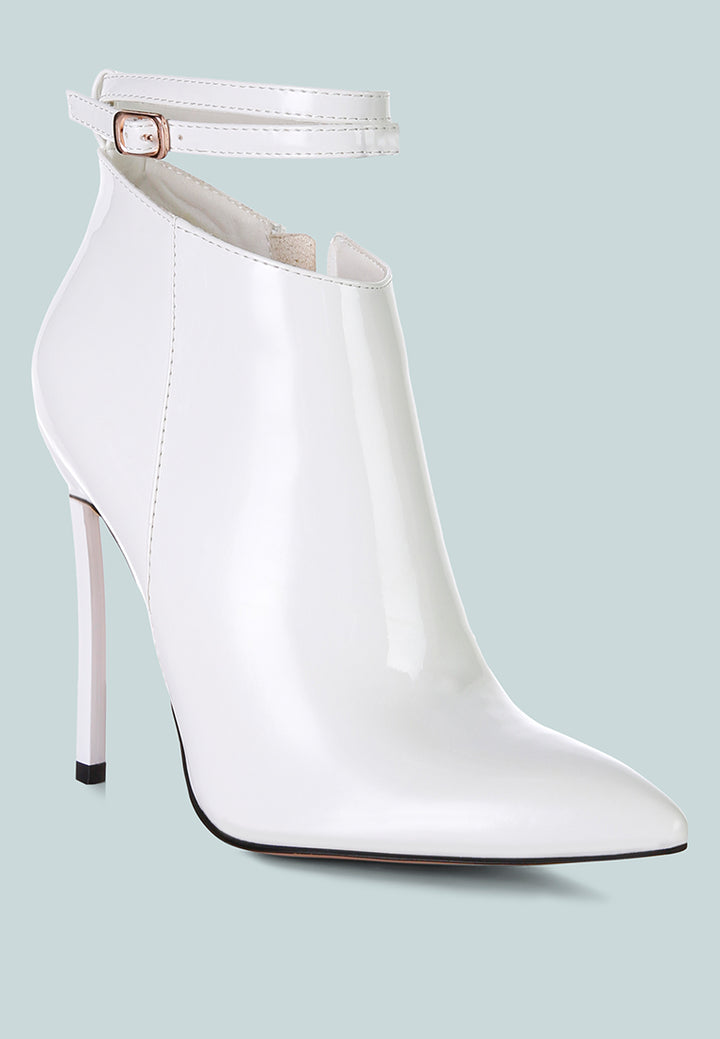 love potion pointed toe high heeled ankle boots#color_white