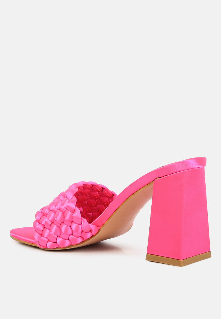 lust look braided satin block sandals#color_neon-pink