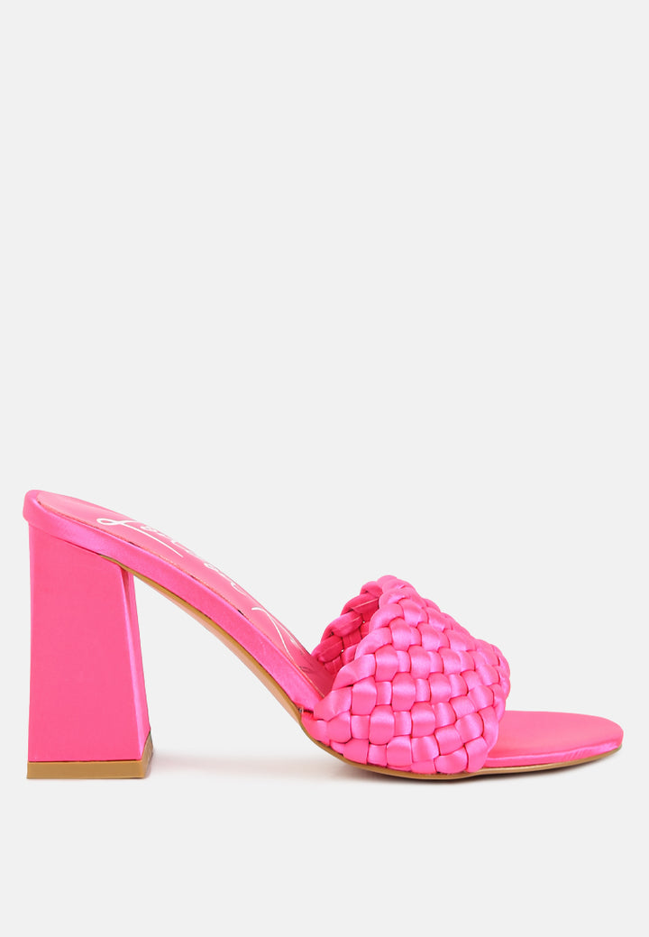 lust look braided satin block sandals#color_neon-pink