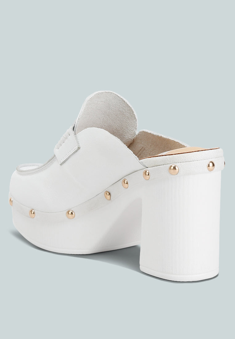 lyrac recycled leather platform clogs#color_white