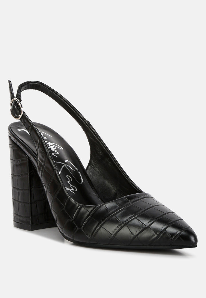 macha croctexture sling back heels#color_black