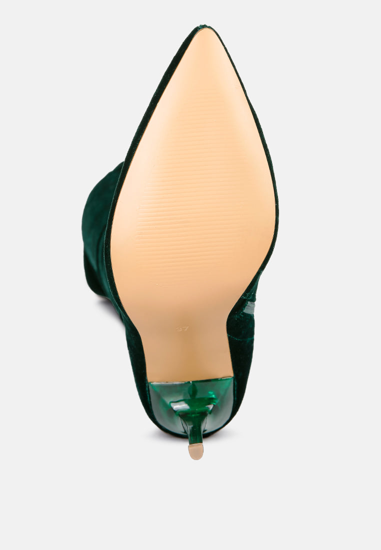 madmam stretch high heel velvet boot#color_green