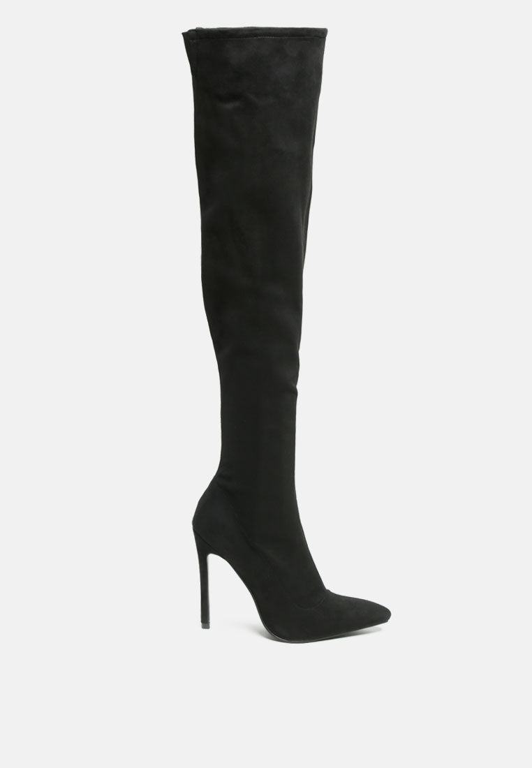 madmam stretch high heel velvet boot#color_black