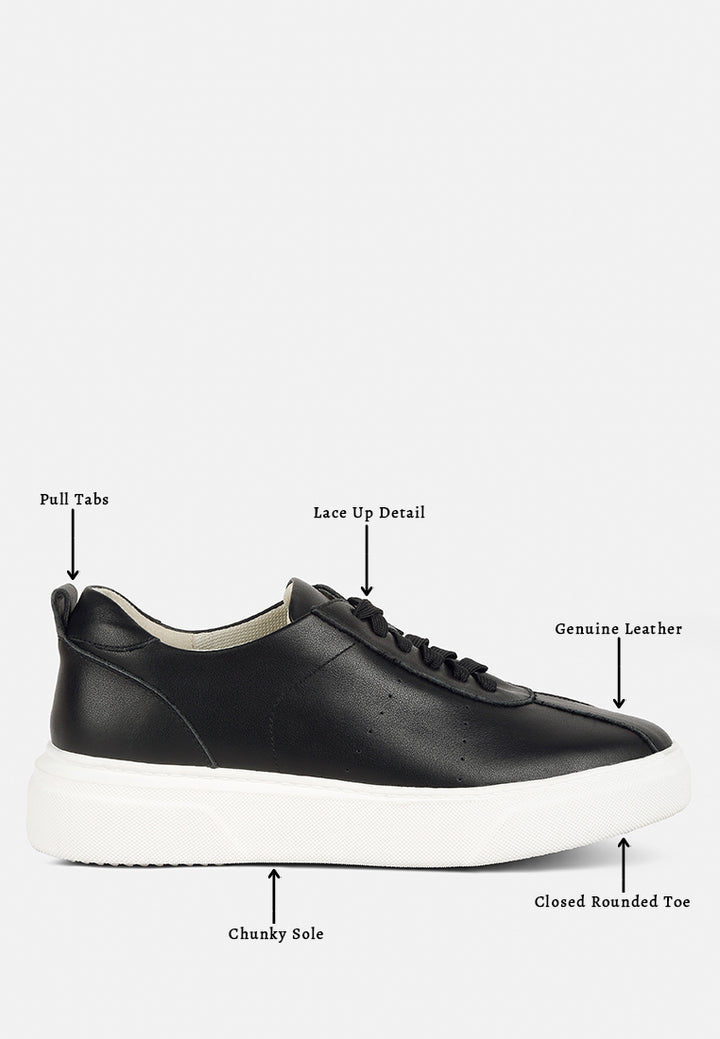 Zapatillas magull de piel lisa con cordones#color_negro