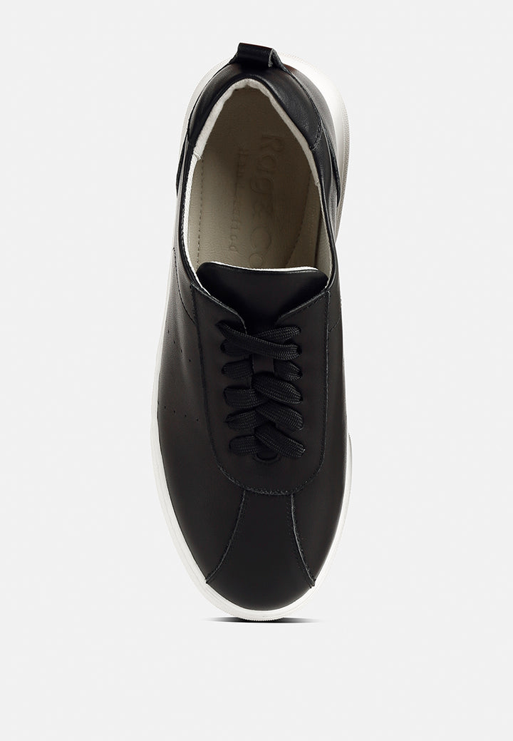 Zapatillas magull de piel lisa con cordones#color_negro