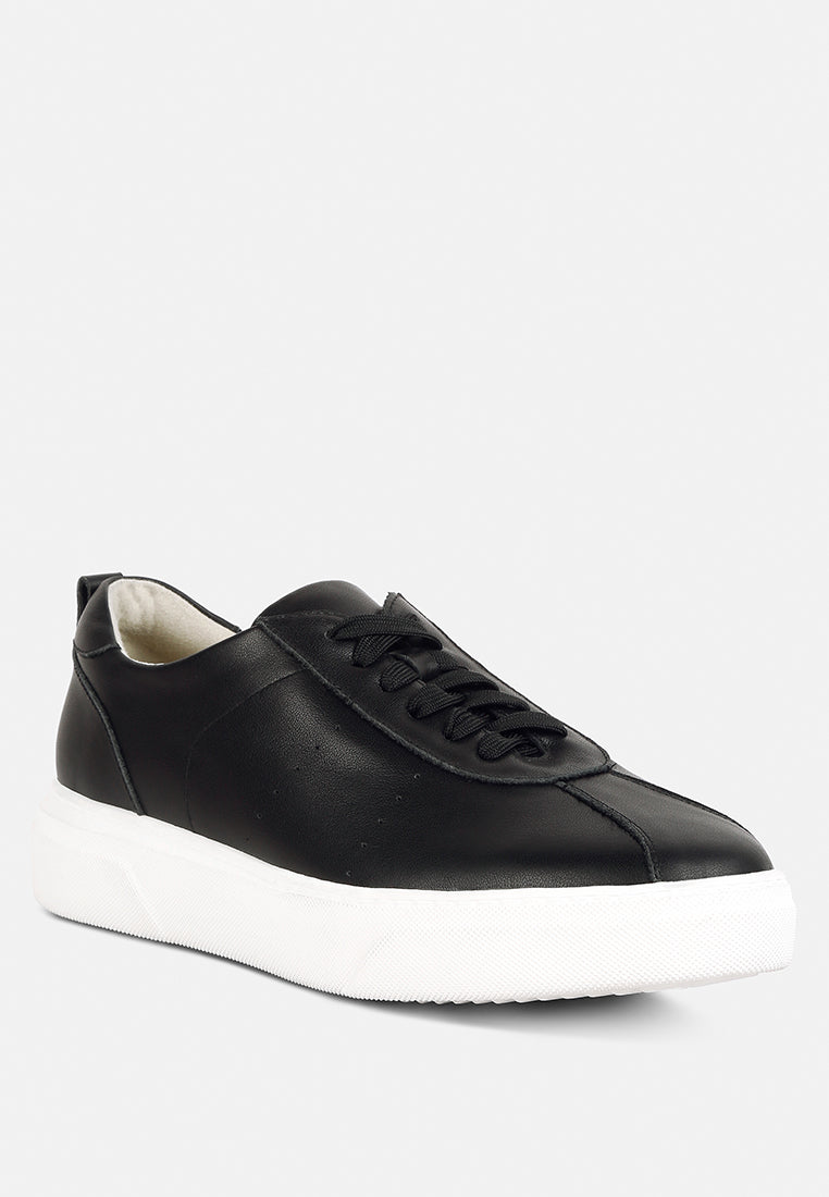 Zapatillas magull de piel lisa con cordones#color_negro