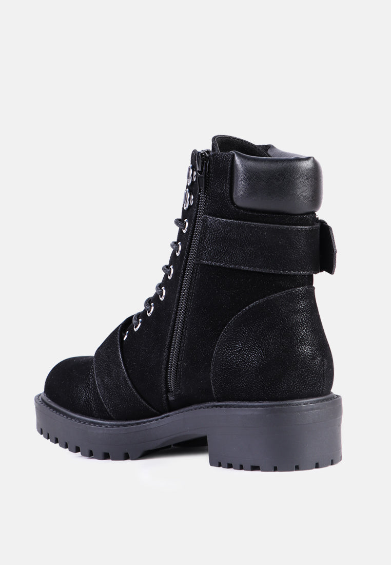 maisie adjustable buckle chunky sole ankle boots#color_black