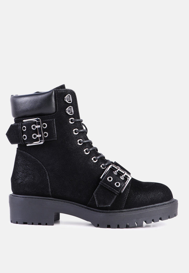 maisie adjustable buckle chunky sole ankle boots#color_black