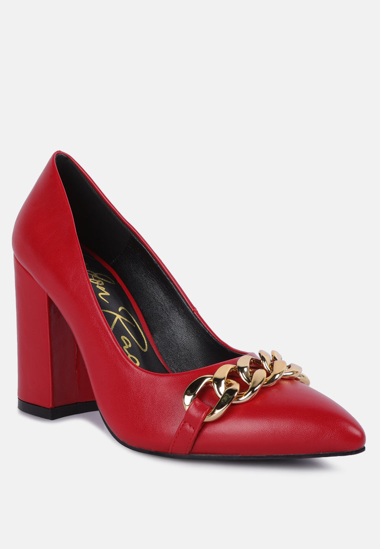 majesty block heel pumps#color_red