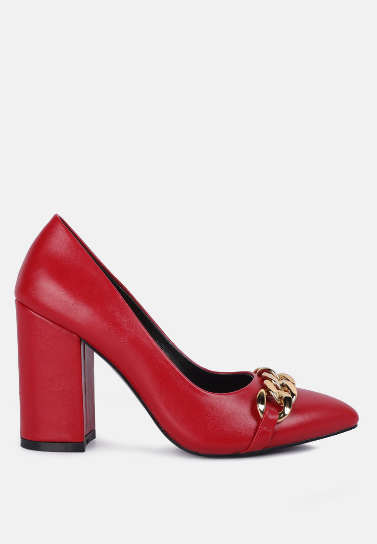majesty block heel pumps#color_red