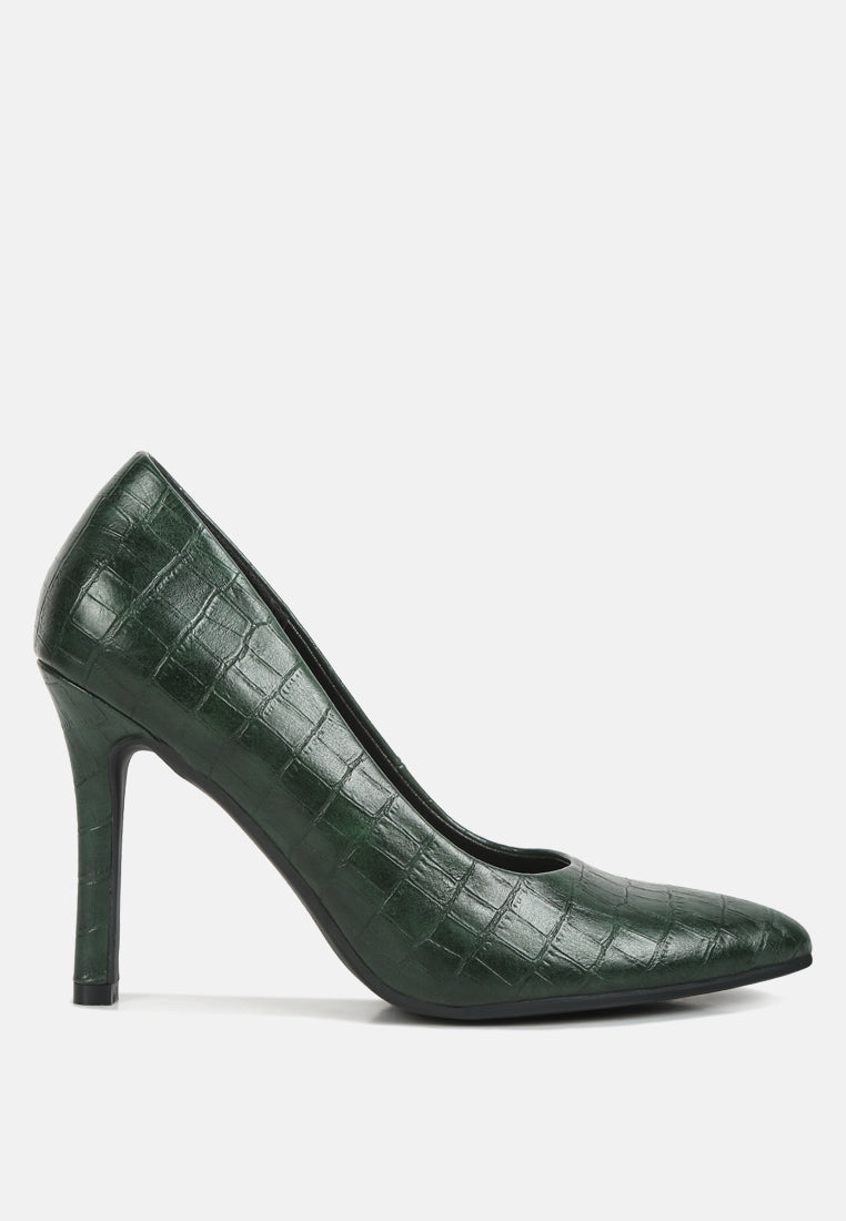 mellen croc faux leather formal pumps#color_dark-green