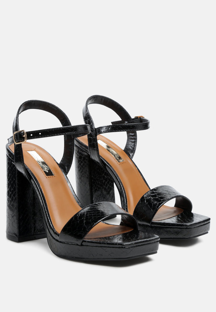 merengue metallic high block heel sandals#color_black