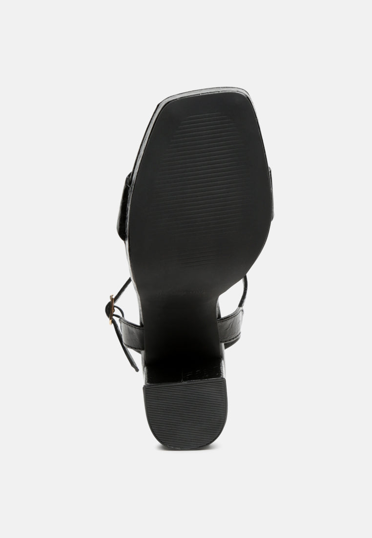 merengue metallic high block heel sandals#color_black