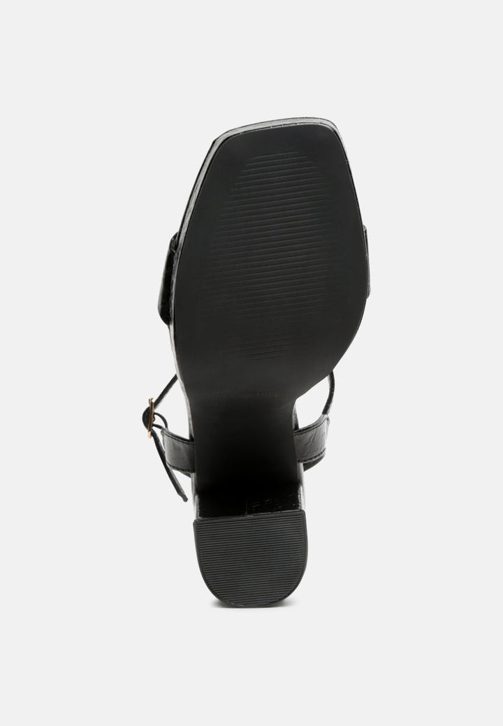 merengue metallic high block heel sandals#color_black