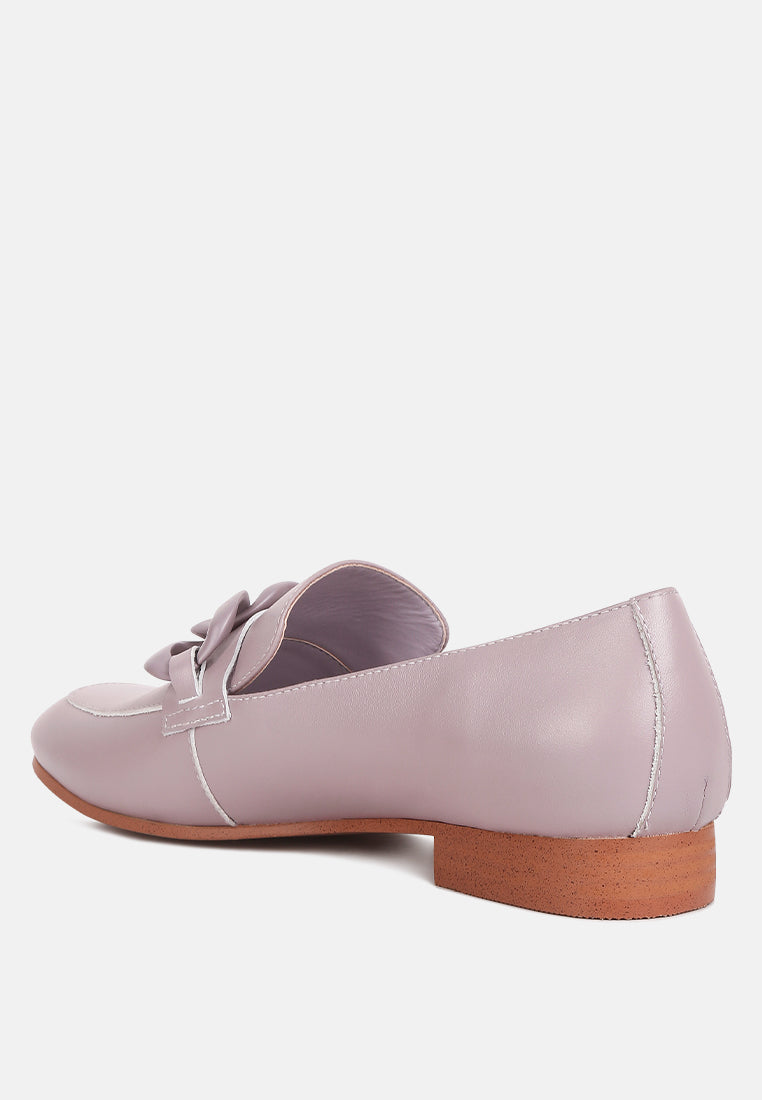 merva chunky chain leather loafers by ruw#color_lilac