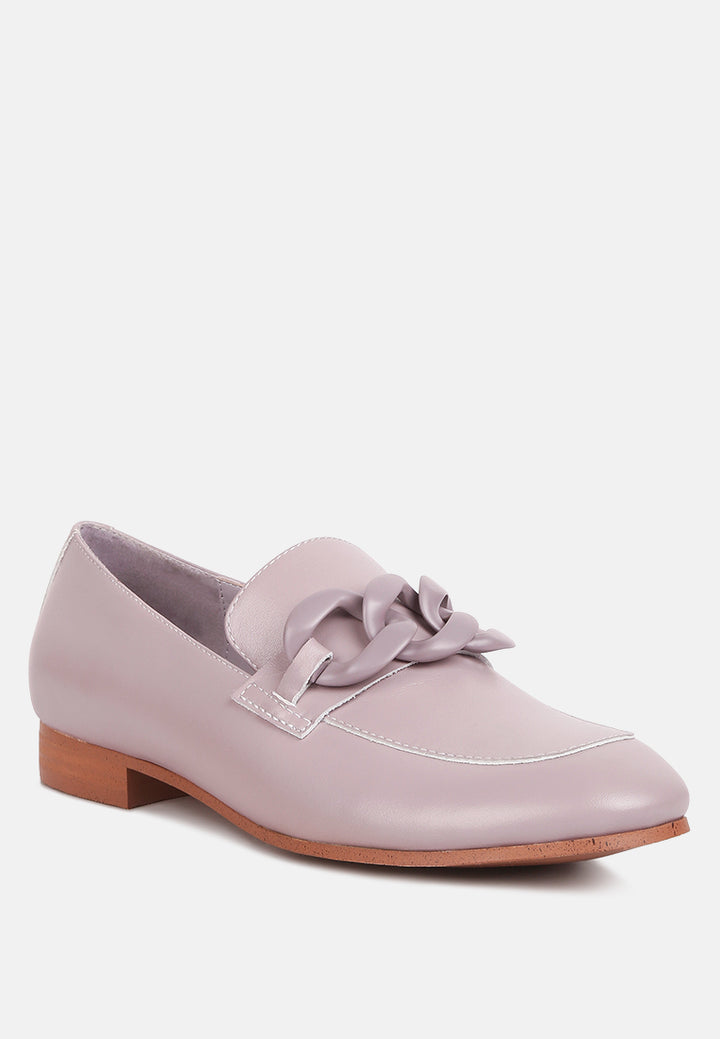 merva chunky chain leather loafers by ruw#color_lilac