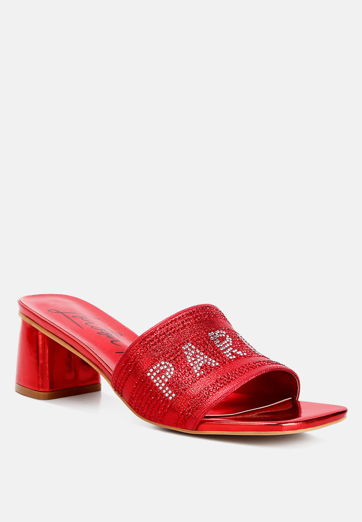 diamante embellished paris sandals by ruw color_red