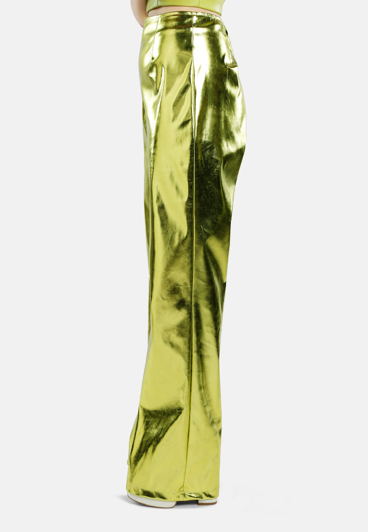 metallic high waist pants#color_lime