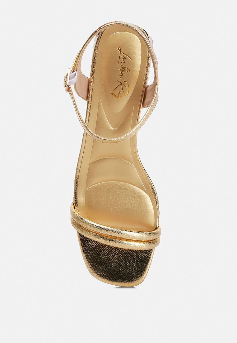 metallic strap block heels by rag#color_gold