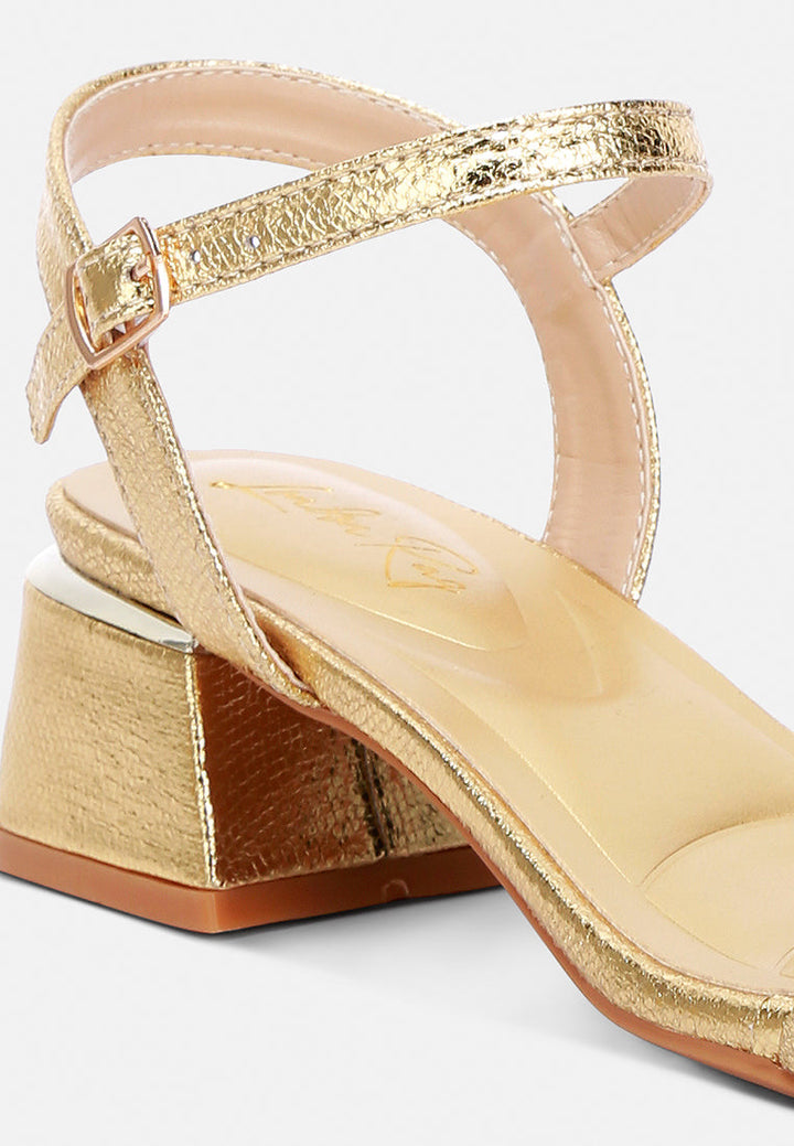 metallic strap block heels by rag#color_gold