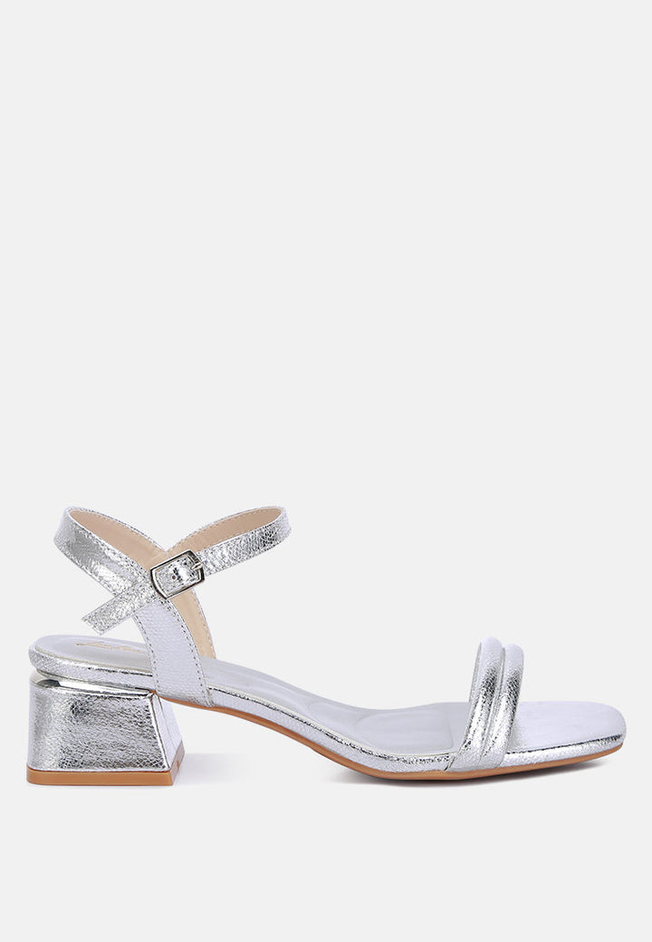 metallic strap block heels by rag#color_silver