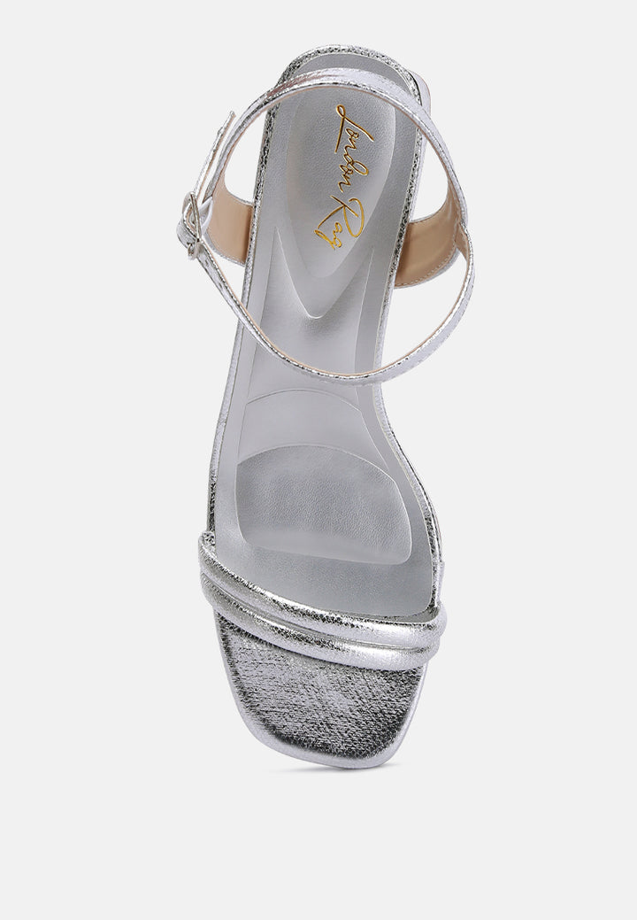 metallic strap block heels by ruw#color_silver