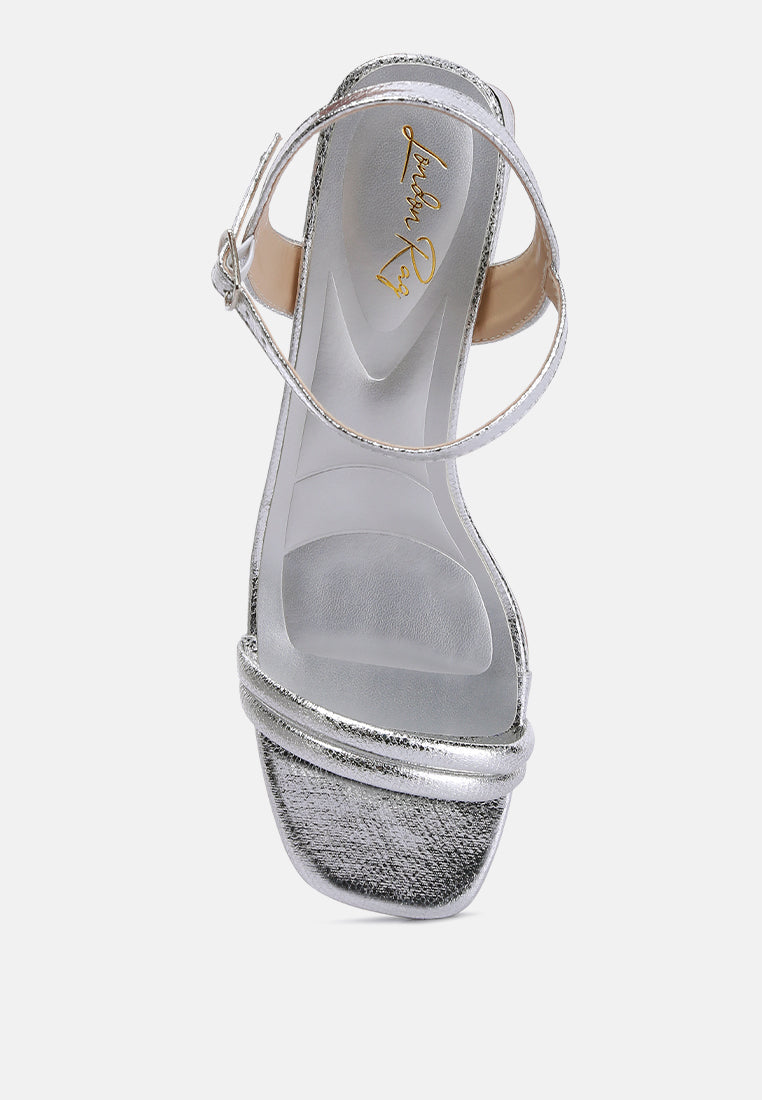 metallic strap block heels by rag#color_silver