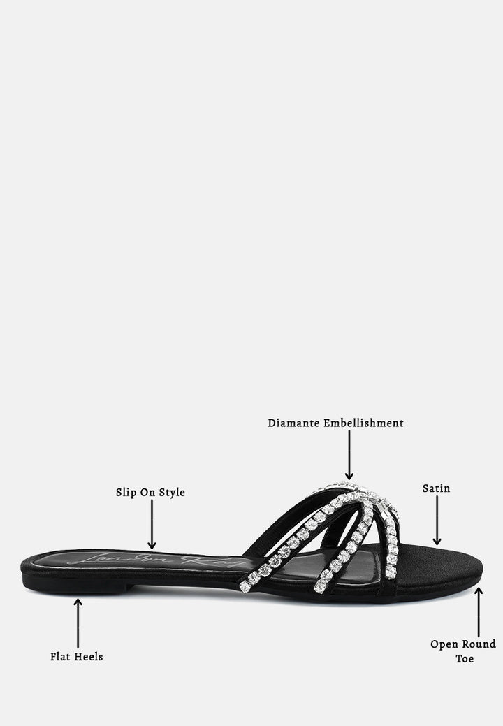 mezzie diamante embellished flat sandals by ruw#color_black