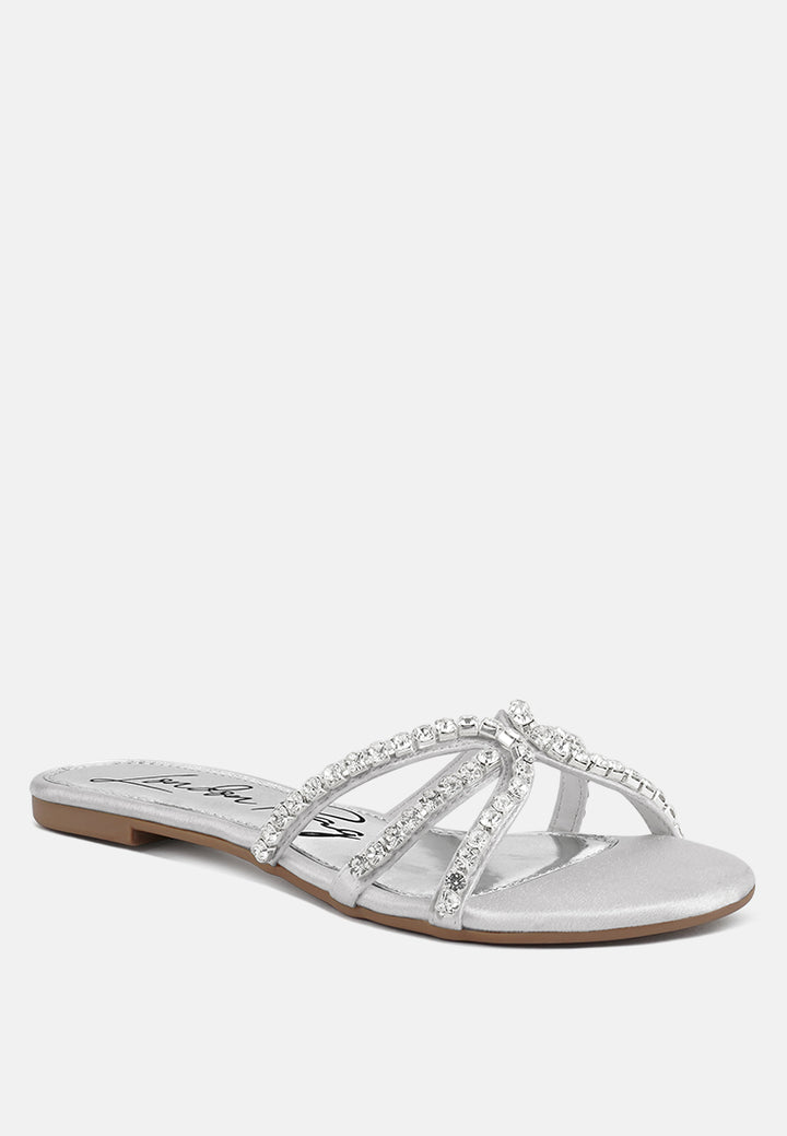 mezzie diamante embellished flat sandals by ruw#color_silver