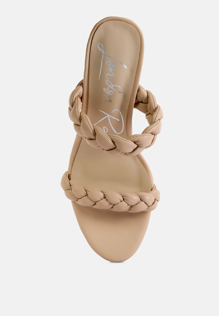 mi amor braided strap high block heels sandals#color_latte