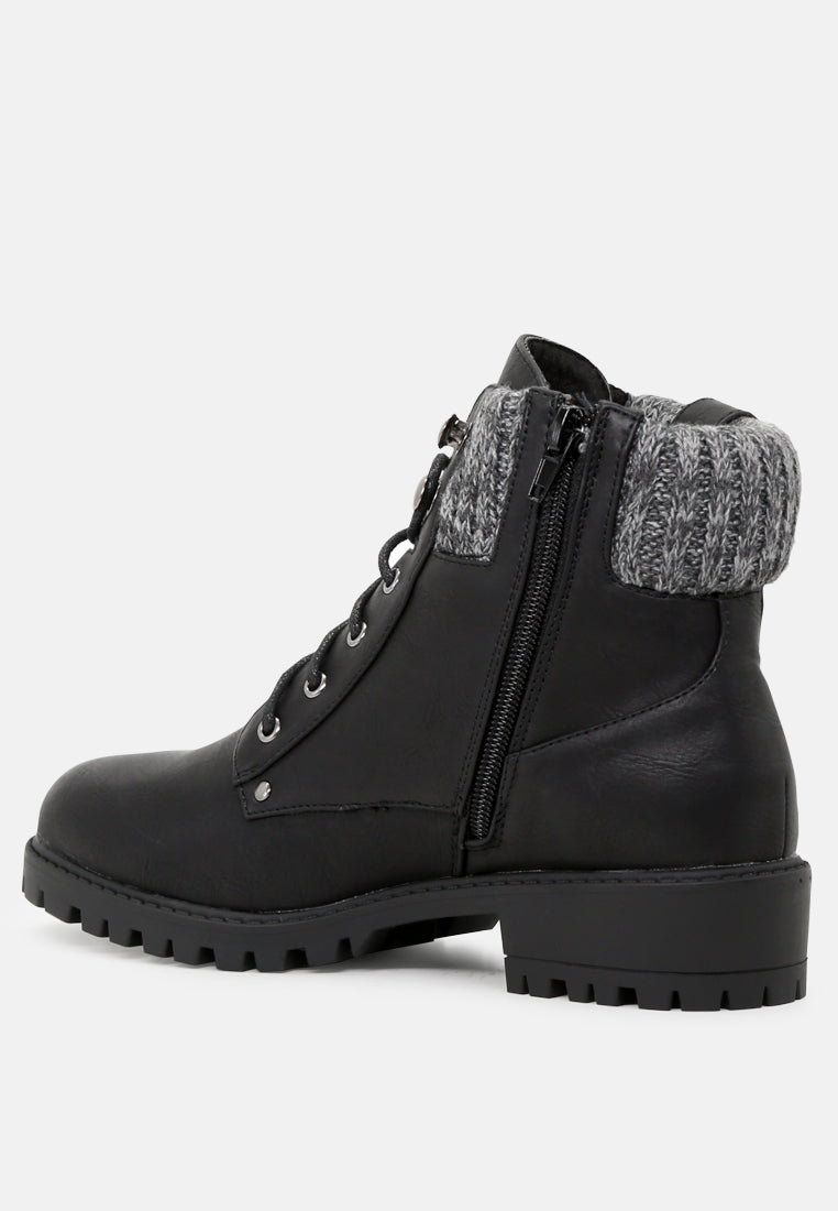 michael lace-up ankle boots with wool collar#color_black