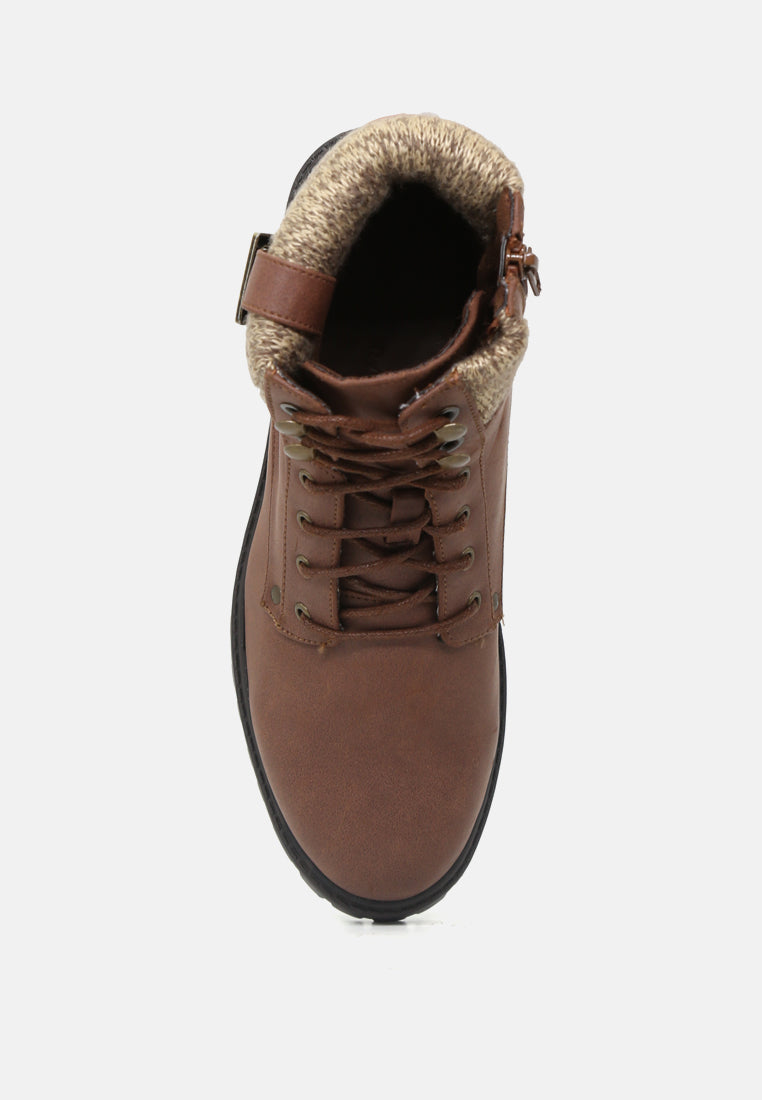 michael lace-up ankle boots with wool collar#color_brown