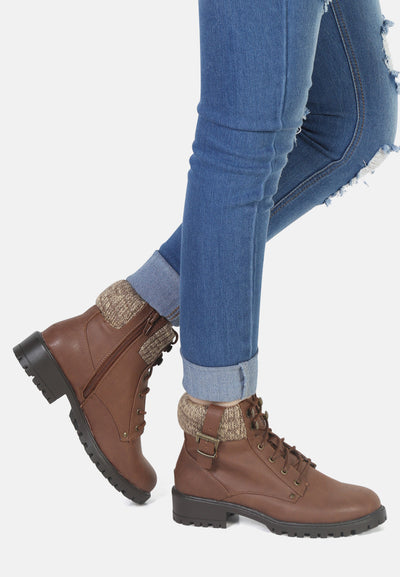 michael lace-up ankle boots with wool collar#color_brown