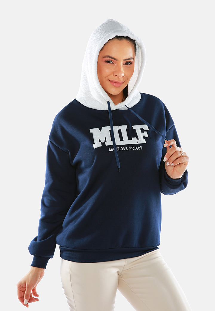 milf (man i love friday) embroidered hoodie#color_navy
