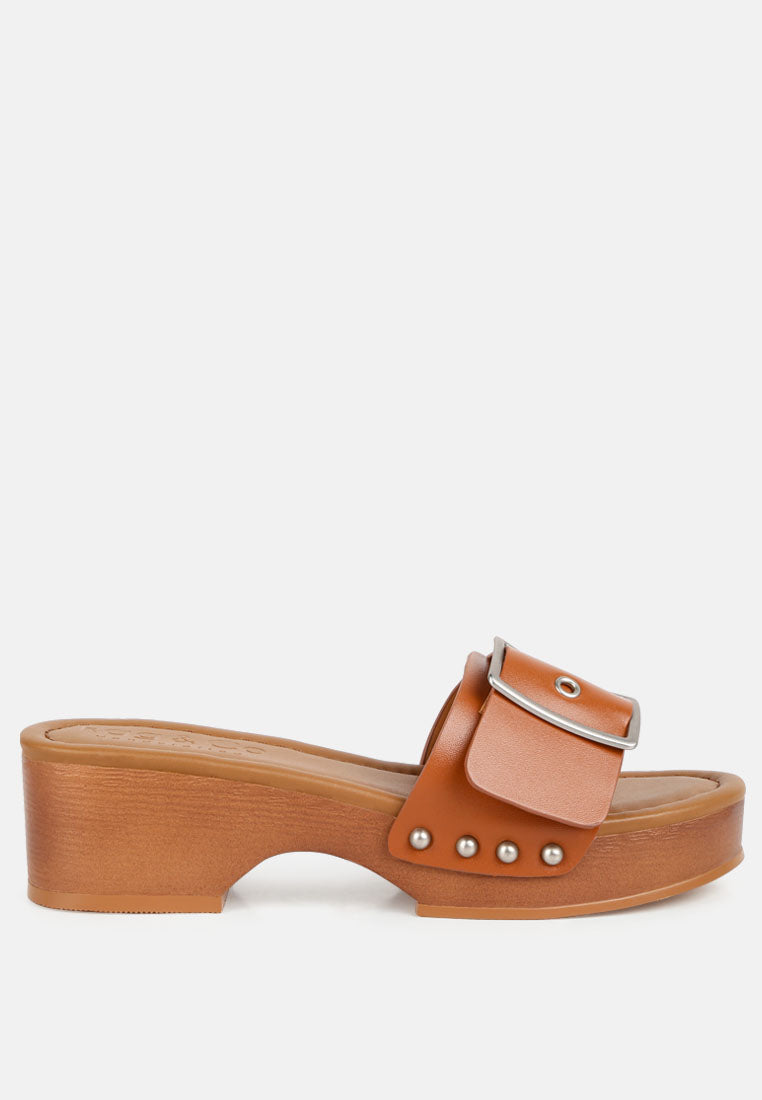 mindy buckle strap leather slip ons#color_tan