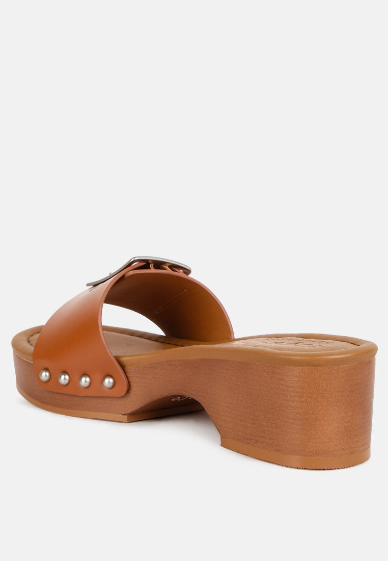 mindy buckle strap leather slip ons#color_tan