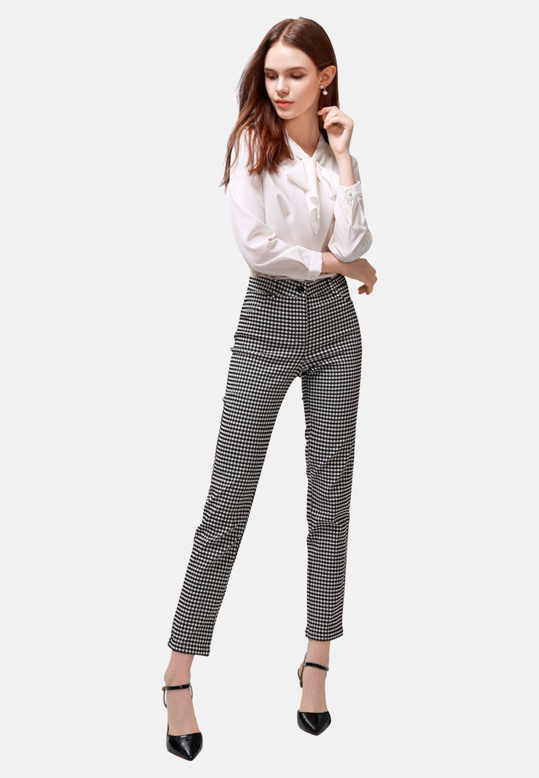 mini checks straight trousers#color_grey