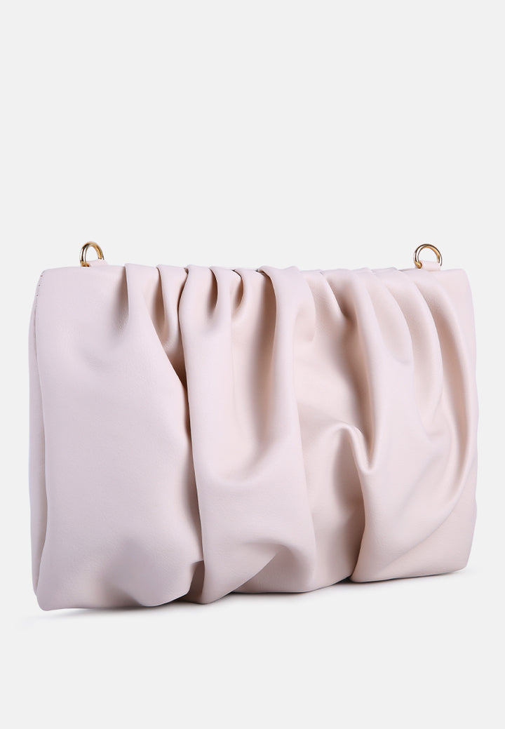mini ruched sling bag#color_beige