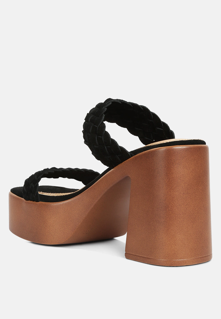 misaki woven suede strap platform sandals by ruw#color_black