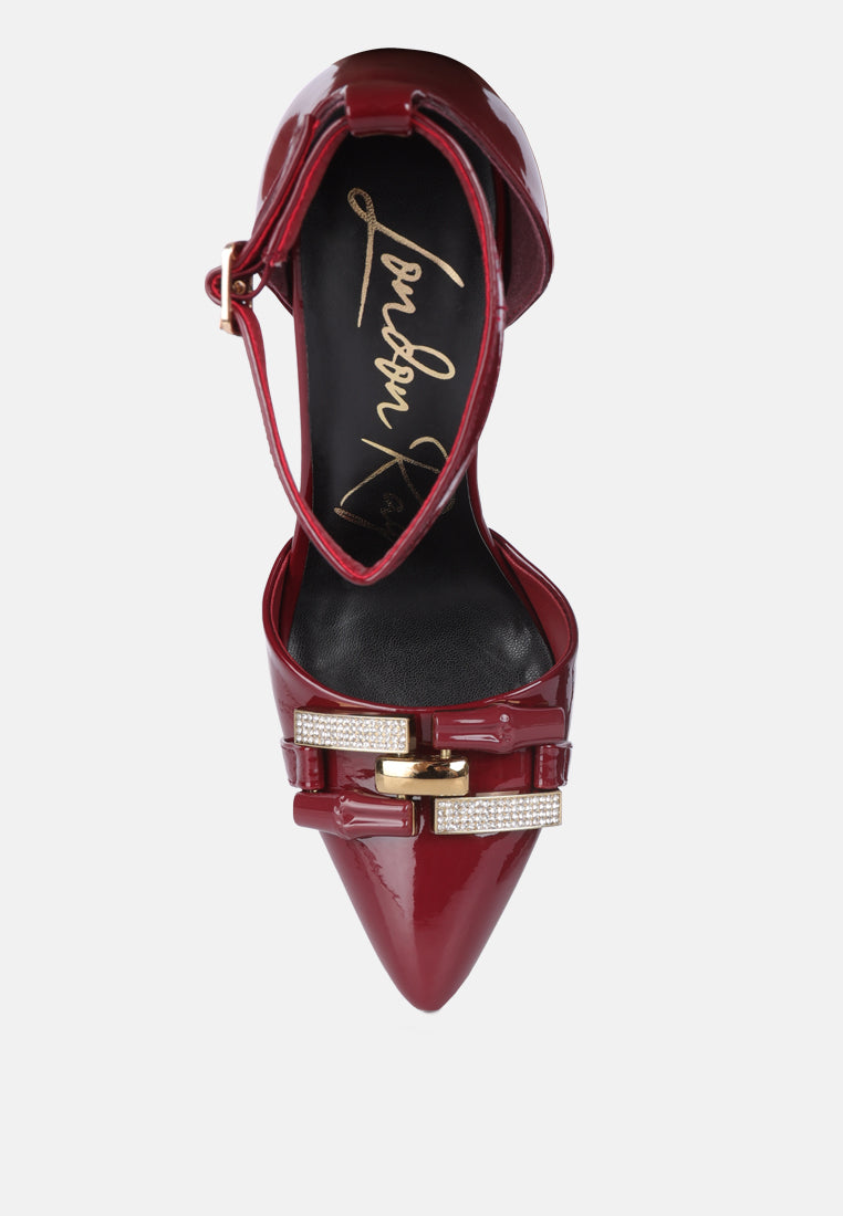 mocktail buckle embellished stiletto heels#color_burgundy