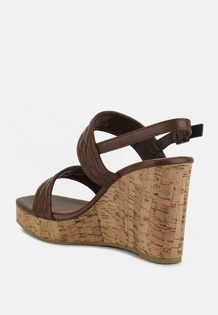 mohana quilted high wedge heel sandals#color_brown