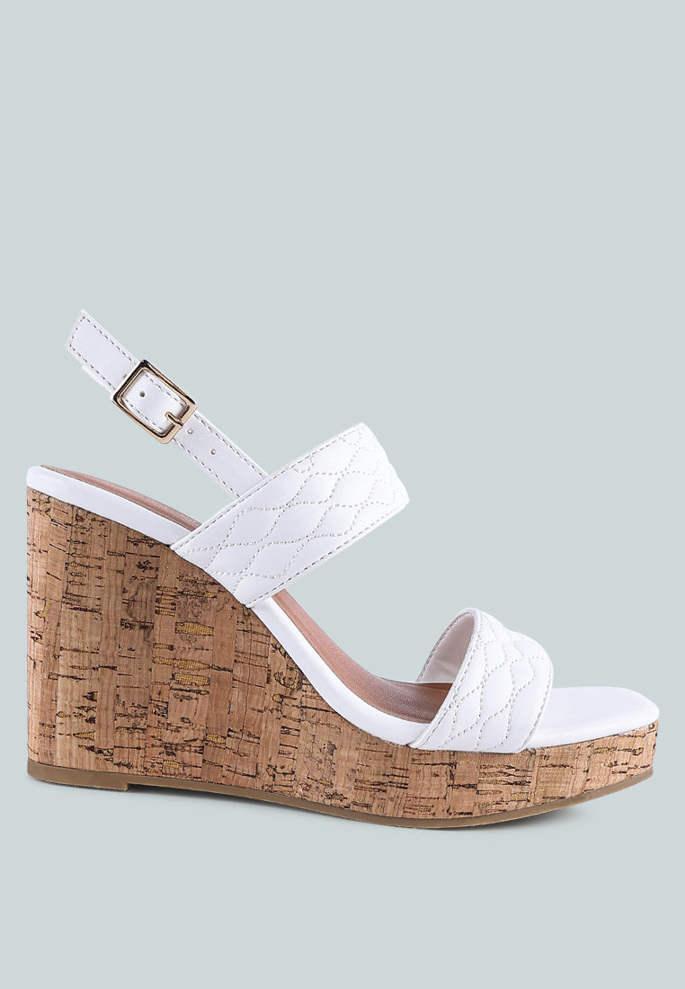 mohana quilted high wedge heel sandals#color_white