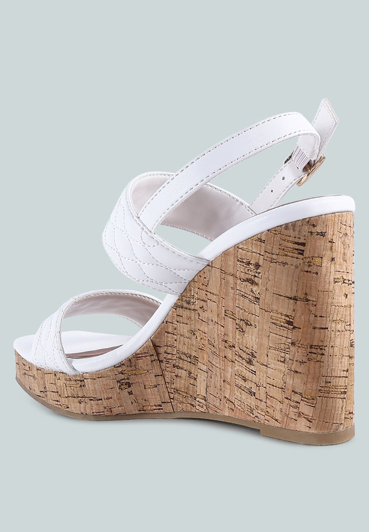 mohana quilted high wedge heel sandals#color_white